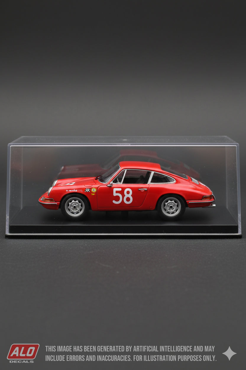1967 TARGA FLORIO # 58 PORSCHE 911 EDGAR BERNEY/JEAN-PIERRE HANRIOUD 1:43 DECALS
