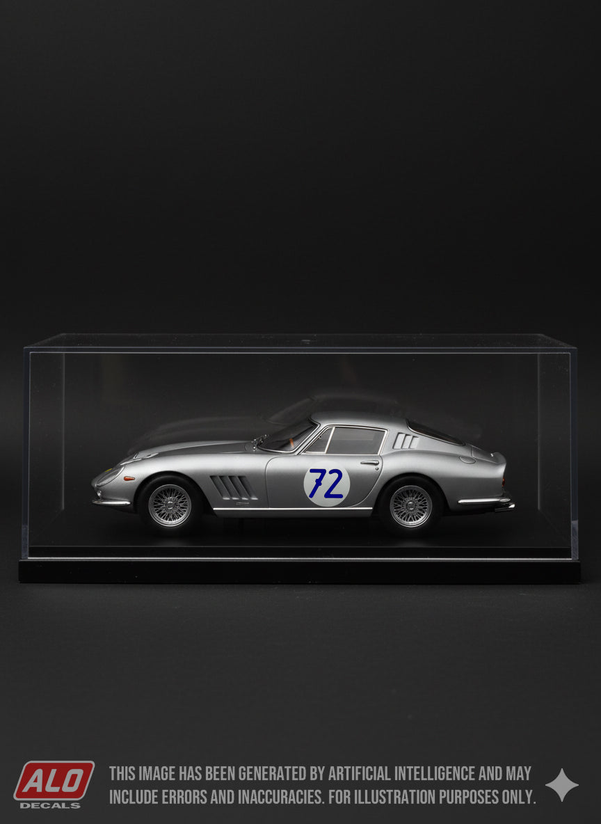 1967 TARGA FLORIO # 72 FERRARI 275 GTB CLEMENTE RAVETTO/TULLIO SERGIO MARCHESI 1:43, 1:18 DECALS