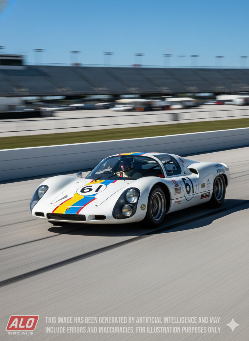 1969 DAYTONA 24 HOURS #61 PORSCHE 910 MASTEN GREGORY/RICHARD BROSTRÖM 1:43, 1:32 DECALS