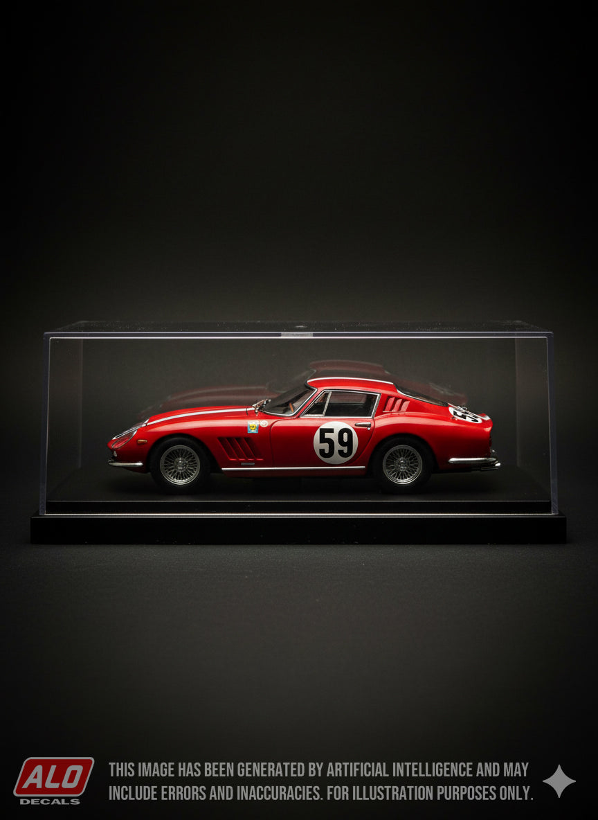 1969 LE MANS 24 HOURS PRACTICE #59 FERRARI 275 GTB CLAUDE HALDI/JACQUES REY/RONNIE PETERSON 1:43 DECALS