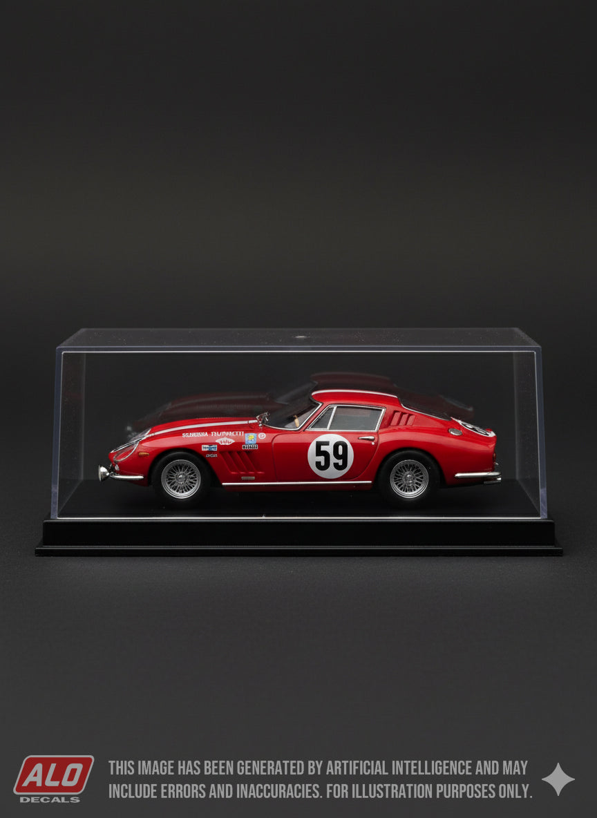 1969 LE MANS 24 HOURS #59 FERRARI 275 GTB CLAUDE HALDI/JACQUES REY 1:43, 1:18 DECALS