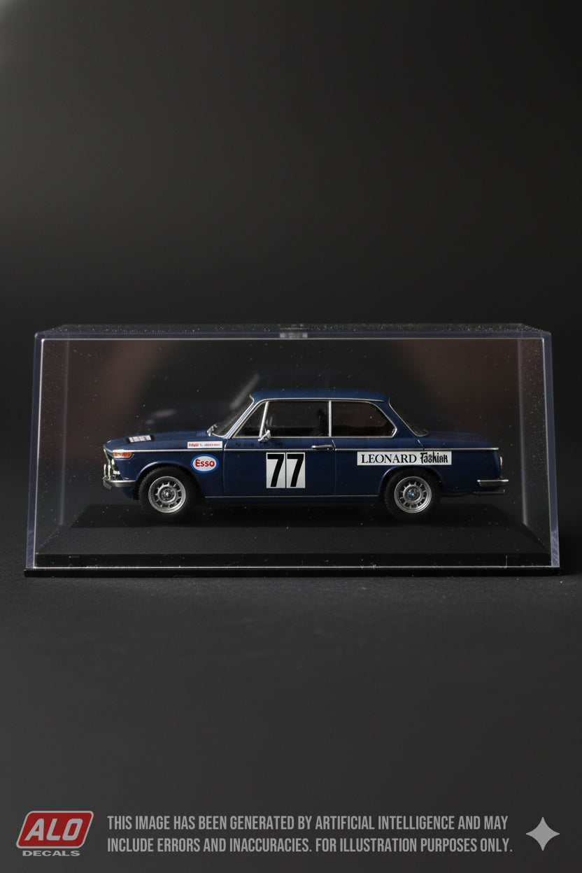 1969 TOUR DE FRANCE # 77 BMW 2002 MARIE-PIERRE PALAYER/GINETTE DEROLLAND 1:43 DECALS