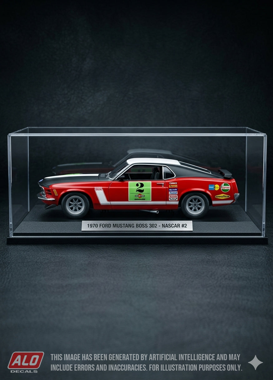 1970 PREIS DER BADEN, HOCKENHEIM #2 FORD MUSTANG BOSS FRANK GARDNER 1:43, 1:24 DECALS