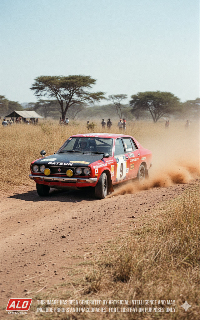 1973 EAST AFRICAN SAFARI #9 DATSUN 1800 HARRY KÄLLSTRÖM/CLAES BILLSTRAM 1:43, 1:32, 1:24 DECALS