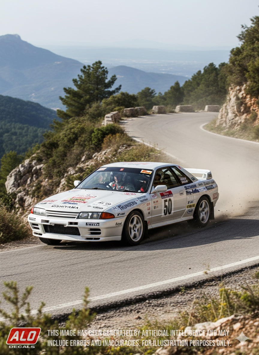 1990 TOUR DE CORSE #50 NISSAN SKYLINE GT-R HIROSHI NISHIYAMA/MASAHIRO NAGAYAMA 1:43, 1:32 DECALS