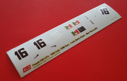 1962 PARIS 1000 KMS #16 FERRARI 250 GTO CARLO MARIA ABATE/NINO VACCARELLA 1:43, 1:18 DECALS