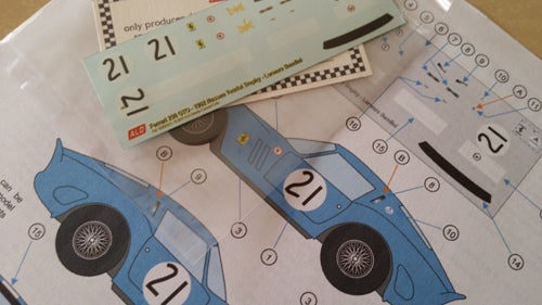 1962 NASSAU TOURIST TROPHY #21 FERRARI 250 GTO LORENZO BANDINI 1:43, 1:18 DECALS