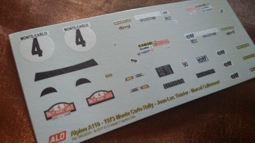 1973 MONTE CARLO RALLY #  4 ALPINE A110 JEAN-LUC THERIER/MARCEL CALLEWAERT 1:43 DECALS