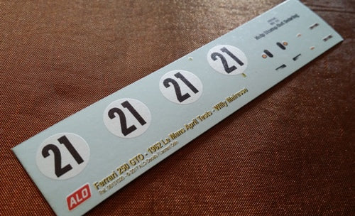 1962 LE MANS APRIL TESTS #21 FERRARI 250 GTO WILLY MAIRESSE 1:43, 1:24, 1:18 DECALS