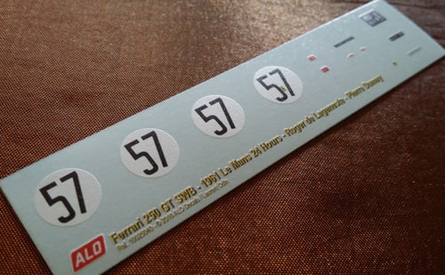 1961 LE MANS 24 HOURS #57 FERRARI 250 GT SWB ROGER DE LAGENESTE/PIERRE DUMAY 1:43, 1:24, 1:18 DECALS