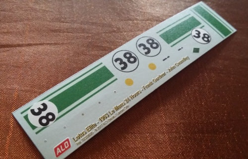 1963 LE MANS 24 HOURS #38 LOTUS ELITE FRANK GARDNER/JOHN COUNDLEY 1:43 DECALS