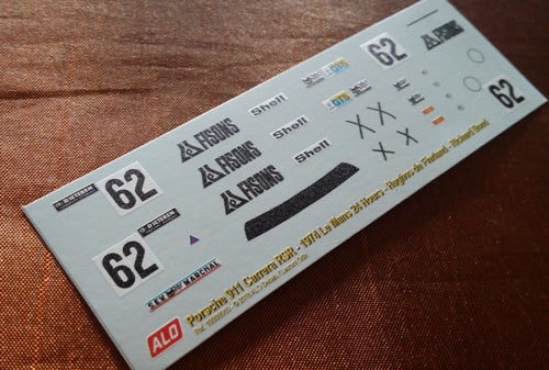 1974 LE MANS 24 HOURS #62 PORSCHE 911 HUGHES DE FIERLAND/RICHARD BOND 1:43, 1:32 DECALS