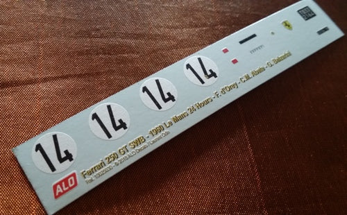 1960 LE MANS 24 HOURS #14 FERRARI 250 GT SWB FRITZ D'OREY/CARLO MARIA ABATE/GIANNI BALZARINI 1:43, 1:24, 1:18 DECALS