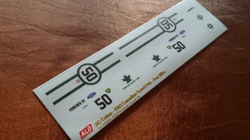 1963 CANADIAN GP #50 AC SHELBY COBRA KEN MILES 1:43, 1:24 DECALS