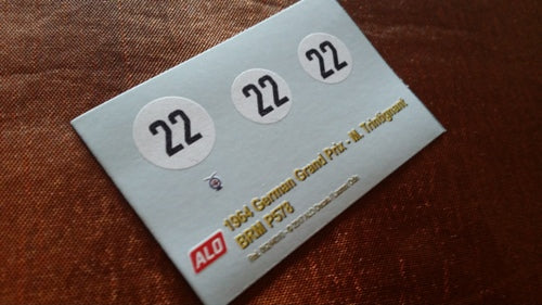1964 GERMAN GP #22 BRM P578 MAURICE TRINTIGNANT 1:43 DECALS