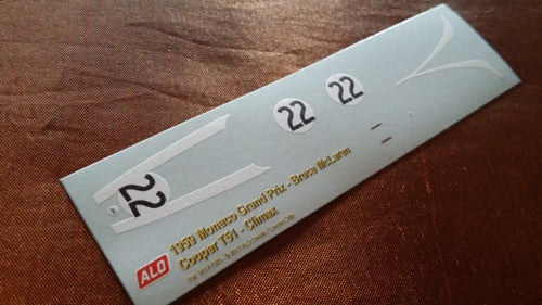 1959 MONACO GP #22 COOPER T51 BRUCE MCLAREN 1:43 DECALS