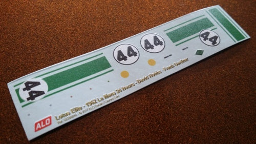 1962 LE MANS 24 HOURS #44 LOTUS ELITE DAVID HOBBS/FRANK GARDNER 1:43, 1:32 DECALS