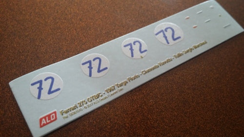 1967 TARGA FLORIO # 72 FERRARI 275 GTB CLEMENTE RAVETTO/TULLIO SERGIO MARCHESI 1:43, 1:18 DECALS