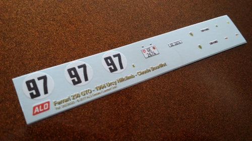 1964 URCY HILLCLIMB #97 FERRARI 250 GTO CLAUDE BOURILLOT 1:43, 1:24, 1:18 DECALS