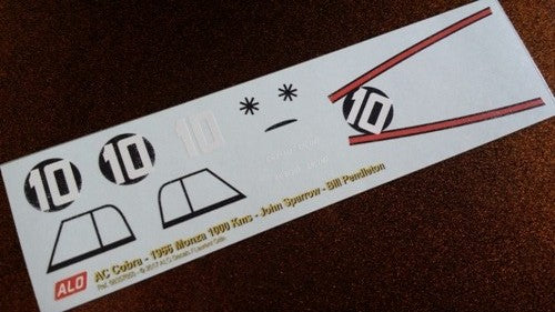 1966 MONZA 1000 KMS #10 AC SHELBY COBRA JOHN SPARROW/BILL PENDLETON 1:43, 1:24 DECALS