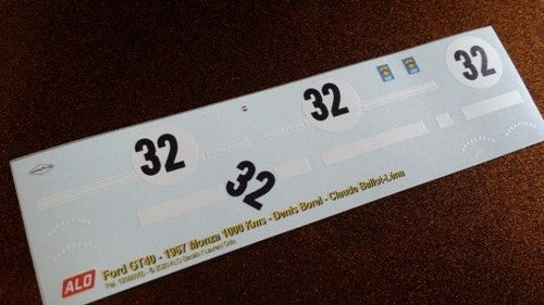 1967 MONZA 1000 KMS #32 FORD GT40 DENIS BOREL/CLAUDE BALLOT-LENA 1:43 DECALS