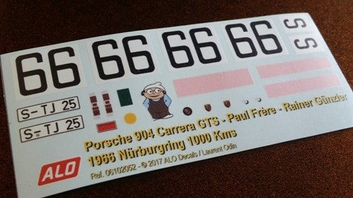 1966 NÜRBURGRING 1000 KMS #66 PORSCHE 904 PAUL FRERE/RAINER GÜNZLER 1:24 DECALS