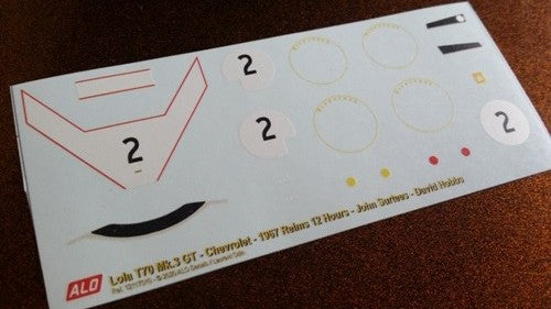 1967 REIMS 12 HOURS # 2 LOLA T70 JOHN SURTEES/DAVID HOBBS 1:43 DECALS