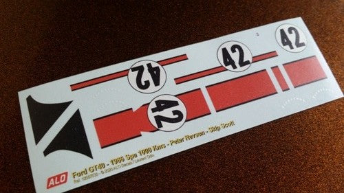 1966 SPA 1000 KMS #42 FORD GT40 PETER REVSON/SKIP SCOTT 1:43 DECALS
