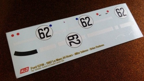 1967 LE MANS 24 HOURS #62 FORD GT40 MIKE SALMON/BRIAN REDMAN 1:43, 1:32 DECALS