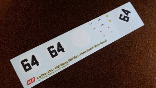 1965 MONZA 1000 KMS #64 ISO GRIFO PIERRE NOBLET/MARIO CASONI 1:43 DECALS