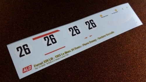 1965 LE MANS 24 HOURS #26 FERRARI 250 LM PIERRE DUMAY/GUSTAVE GOSSELIN 1:43 DECALS