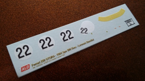 1964 SPA 500 KMS #22 FERRARI 250 GTO/64 LORENZO BANDINI 1:43, 1:18 DECALS
