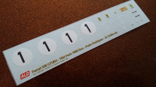 1964 PARIS 1000 KMS #1 FERRARI 250 GTO/64 PEDRO RODRIGUEZ/JO SCHLESSER 1:43, 1:18 DECALS
