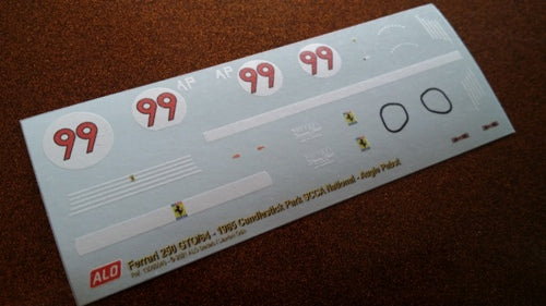 1964 CANDLESTICK PARK SCCA REGIONAL #99 FERRARI 250 GTO/64 AUGIE PABST 1:43, 1:18 DECALS