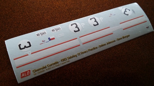 1963 SEBRING 12 HOURS PRACTICE #3P CHEVROLET CORVETTE DELMO JOHNSON/DAVE MORGAN 1:43, 1:24 DECALS
