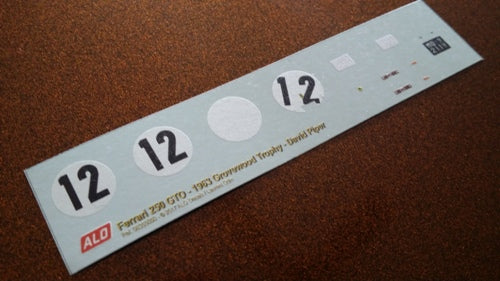 1963 GROVEWOOD TROPHY, MALLORY PARK #12 FERRARI 250 GTO DAVID PIPER 1:43, 1:18 DECALS