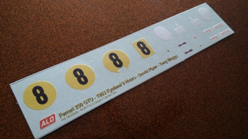 1963 KYALAMI 9 HOURS #8 FERRARI 250 GTO DAVID PIPER/TONY MAGGS 1:43, 1:18 DECALS