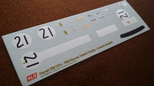 1962 NASSAU TOURIST TROPHY #21 FERRARI 250 GTO LORENZO BANDINI 1:43, 1:18 DECALS