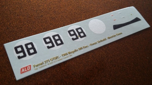 1966 MUGELLO 500 KMS # 98 FERRARI 275 GTB RENZO SINIBALDI/MAURIZIO GRANA 1:43, 1:18 DECALS