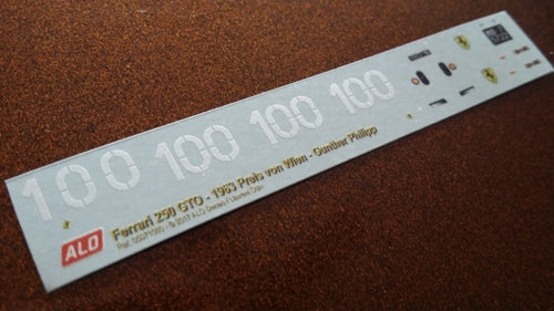 1963 PREIS VON WIEN, ASPERN #100 FERRARI 250 GTO GUNTHER PHILIPP 1:43, 1:18 DECALS
