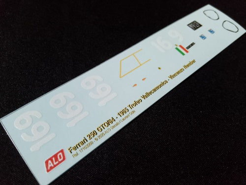 1965 TROFEO VALLE CAMONICA #169 FERRARI 250 GTO/64 VINCENZO NEMBER 1:43 DECALS