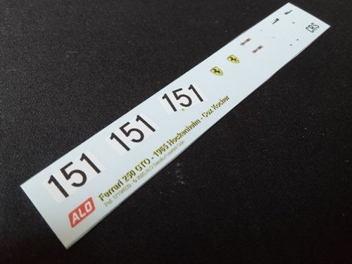 1965 HOCKENHEIM #151 FERRARI 250 GTO COX KOCHER 1:43, 1:18 DECALS