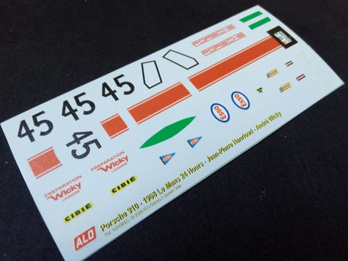 1968 LE MANS 24 HOURS #45 PORSCHE 910 JEAN-PIERRE HANRIOUD/ANDRE WICKY 1:43 DECALS
