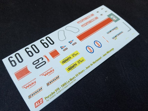 1969 LE MANS 24 HOURS #60 PORSCHE 910 JEAN DE MORTEMART/JEAN MESANGE 1:43 DECALS