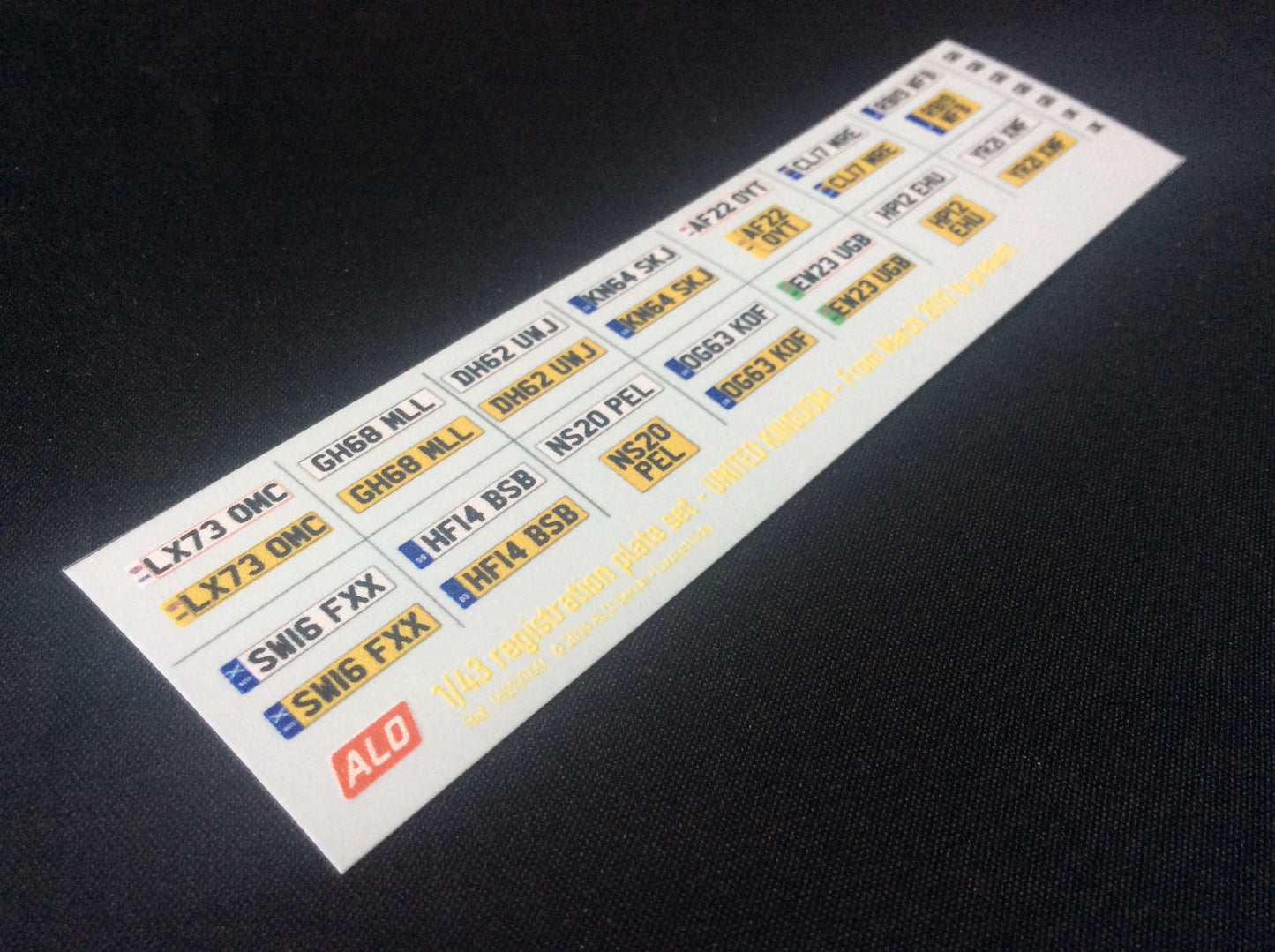 2012-PRESENT BRITISH REGISTRATION PLATES 1:87, 1:43, 1:18 DECALS - FOR 14 CARS