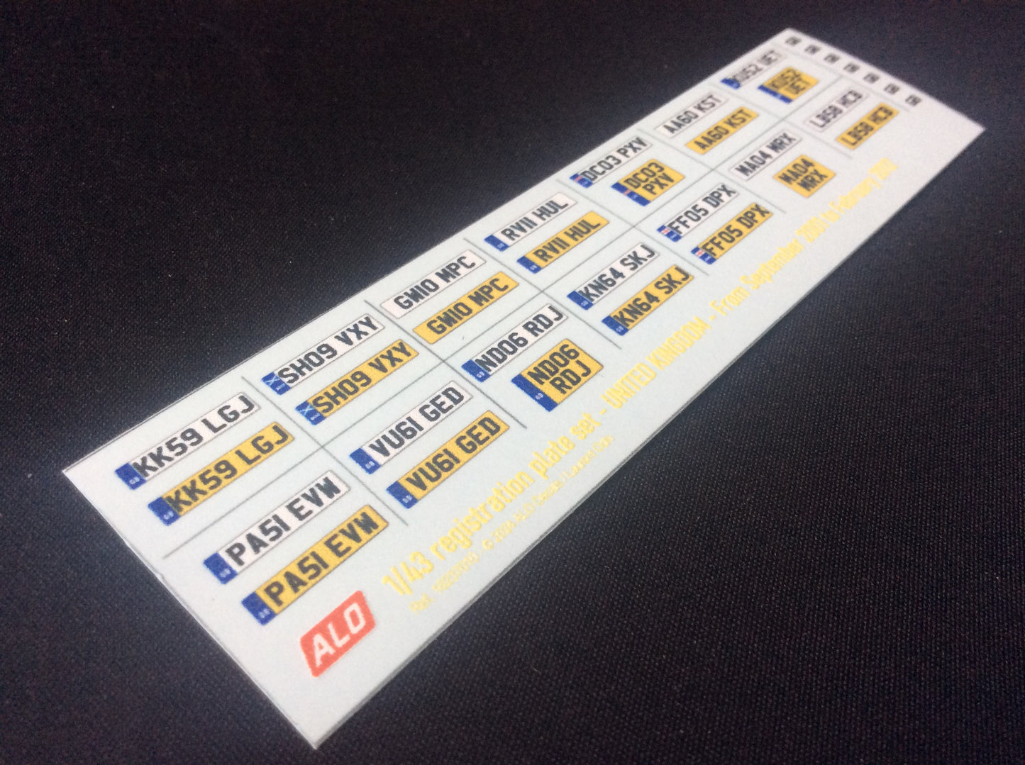 2001-2012 BRITISH REGISTRATION PLATES 1:43 DECALS - FOR 14 CARS