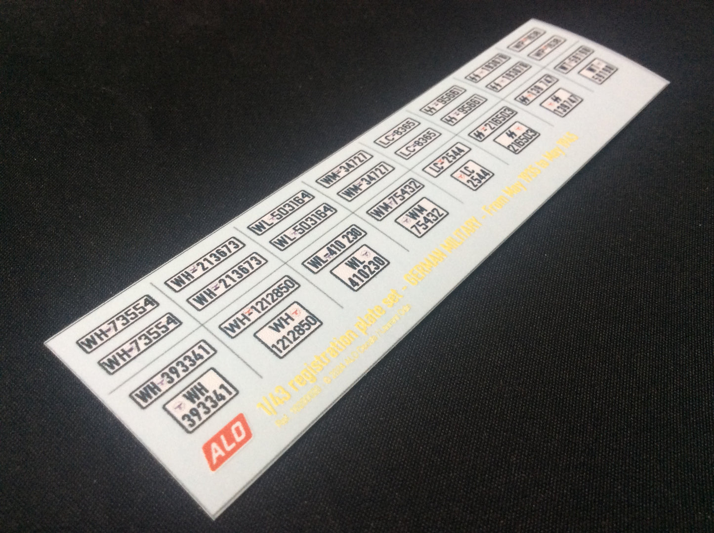 1935-1945 GERMAN MILITARY VEHICLES REGISTRATION PLATES 1:87, 1:43, 1:35, 1:24 DECALS - FOR 16 CARS