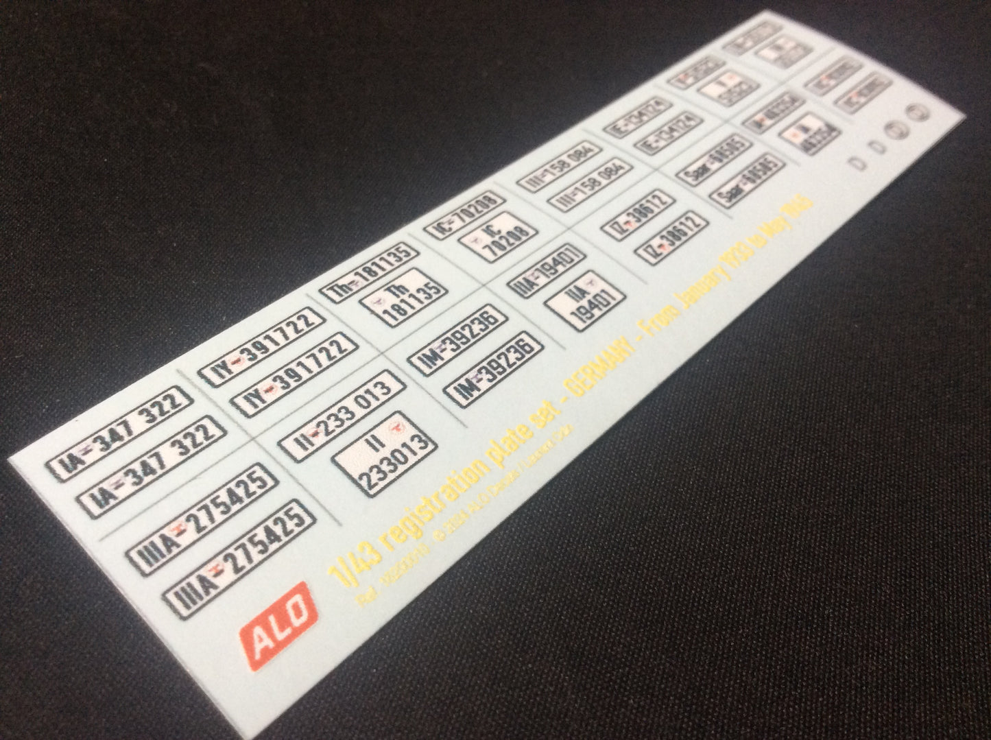 1933-1945 GERMAN REGISTRATION PLATES 1:87, 1:43, 1:24, 1:18 DECALS - FOR 16 CARS