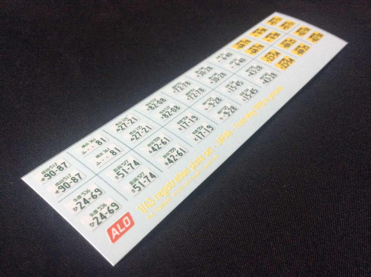 1998-PRESENT JAPAN REGISTRATION PLATES 1:43, 1:24, 1:18 DECALS - FOR 20 CARS
