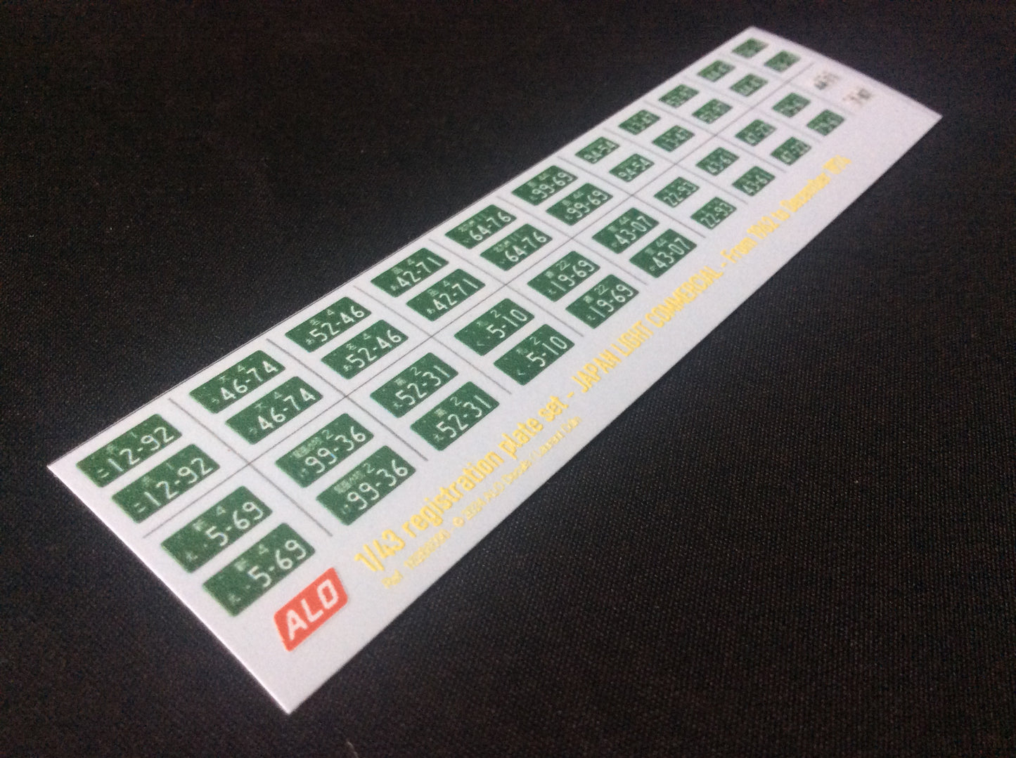 1962-1974 JAPAN LIGHT COMMERCIAL VEHICLES REGISTRATION PLATES 1:43 DECALS - FOR 23 CARS